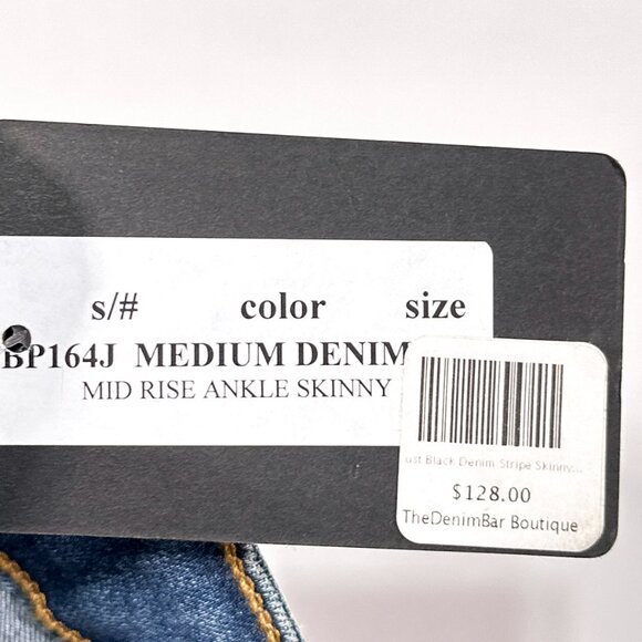 NWT Just Black Raw Frayed Hem Side Stripe Mid Rise Ankle Skinny Jeans Size 30‎ - Picture 12 of 16